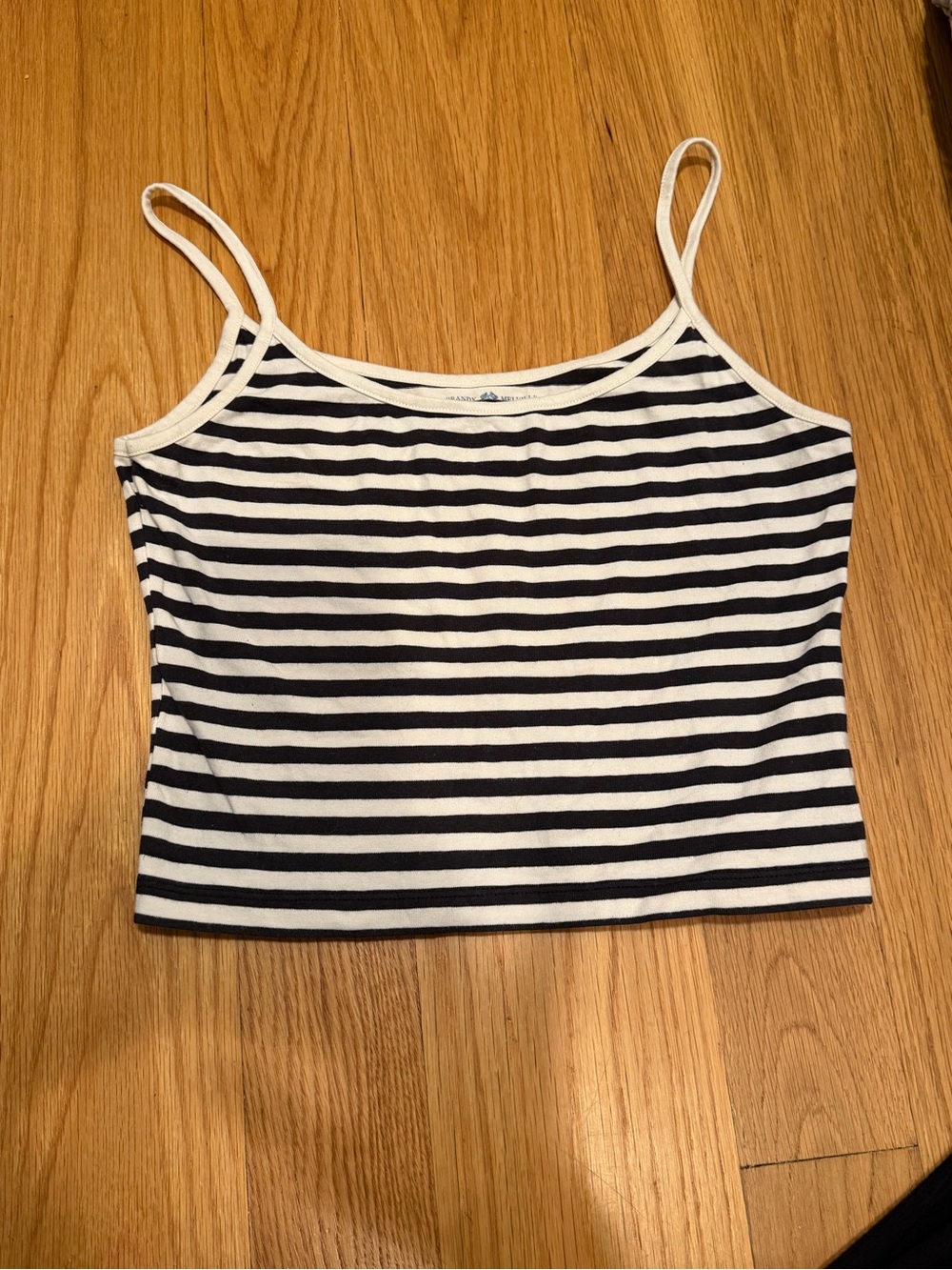 Brandy Melville Black and White Striped Cropped Cami